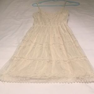Ultra Pink Cream Colored Sleeveless Lace Dress S